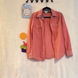 St. Johns Bay Women's Coral Button Down Shirt Size M